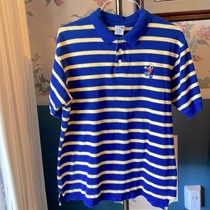Vintage Goofy The Disney Store polo blue yellow stripe horizontal large L short